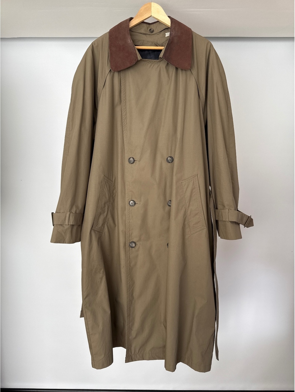 Vintage London Fog Trench Coat Men's 42R Tan Belted Rain Coat Removable Liner